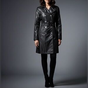 Michael Kors Black Trench Coat with Belted Waist